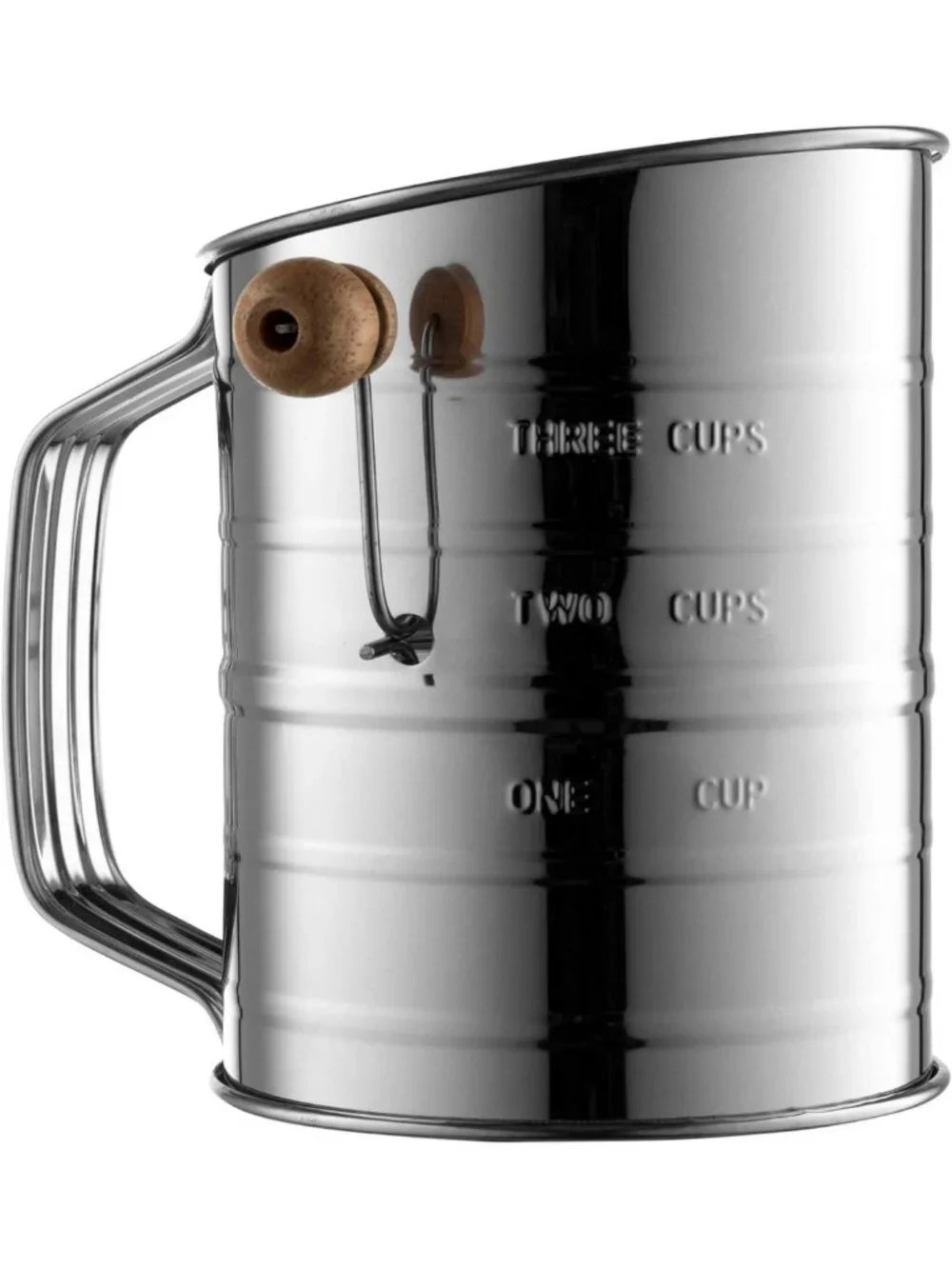 5-Cup Flour Sifter for Baking - Fine Mesh Rotary Hand Crank & Loop Agitator